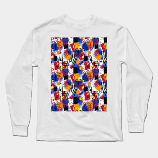 Abstract digital composition blue red yellow Long Sleeve T-Shirt